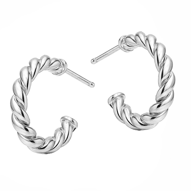Kolczyki otwarte koła skręcane, srebro 925
