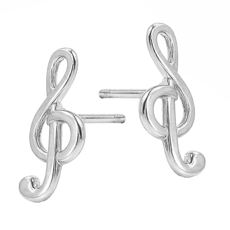 Komplet biżuterii kolczyki i zawieszka z kluczem wiolinowym, srebro 925