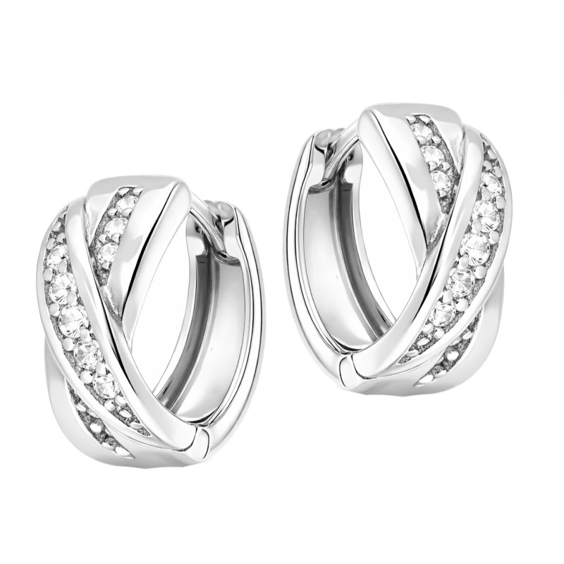 Kolczyki koła ze znakiem X i z cyrkoniami, srebro 925