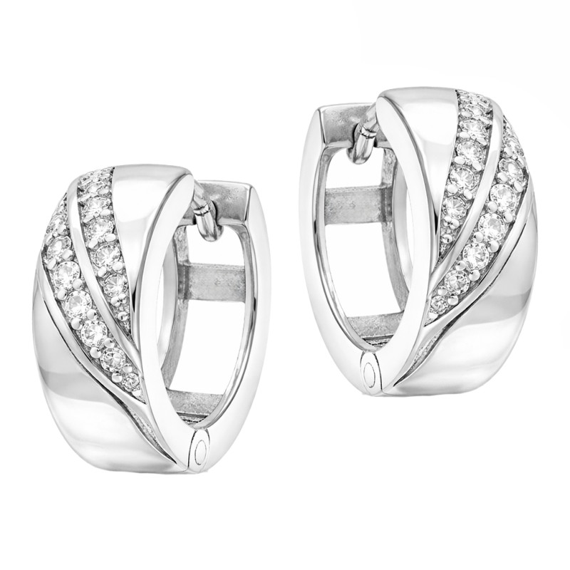 Kolczyki srebrne z cyrkoniami na skos, próba 925