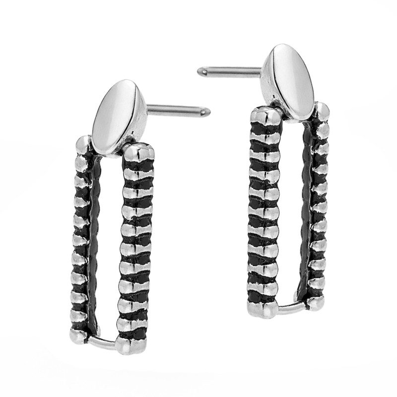 Kolczyki prostokąty oksydowane, srebro 925