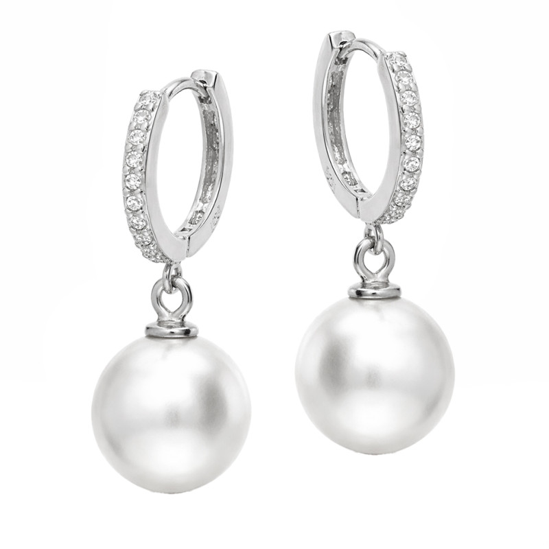 Kolczyki srebrne z perłami, próba 925