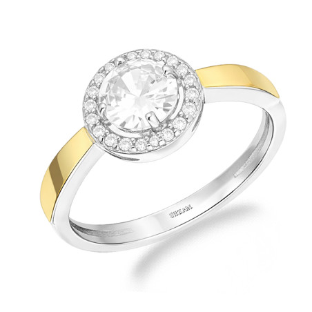 Pierścionek Metropolis srebro 925 w połączeniu złotych blaszek próby 375