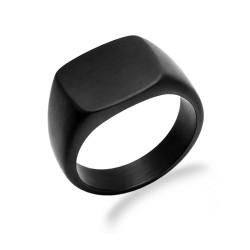 Sygnet męski kwadrat obły, stal koloru czarnego