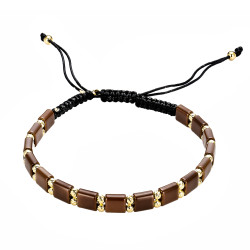 Bransoletka z hematytem brązowym, diamentowane kulki ze srebra 925 koloru złotego