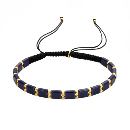 Bransoletka z hematytem niebieskim, kulki ze srebra 925 koloru złotego