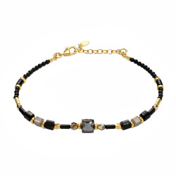 Bransoletka z kamieniami i kryształkami Swarovski, srebro 925 koloru złotego