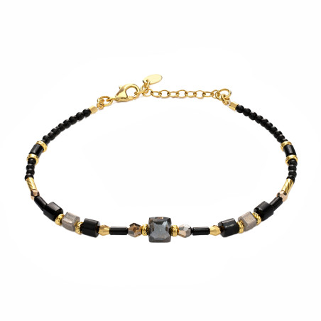 Bransoletka z kamieniami i kryształkami Swarovski, srebro 925 koloru złotego