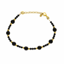 Bransoletka z fasetowanymi spinelami i kryształami Swarovski, zapięcie ze srebra 925 koloru złotego