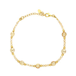 Bransoletka z topazami gold fasetowanymi i kryształkami Swarovski, zapięcie ze srebra 925