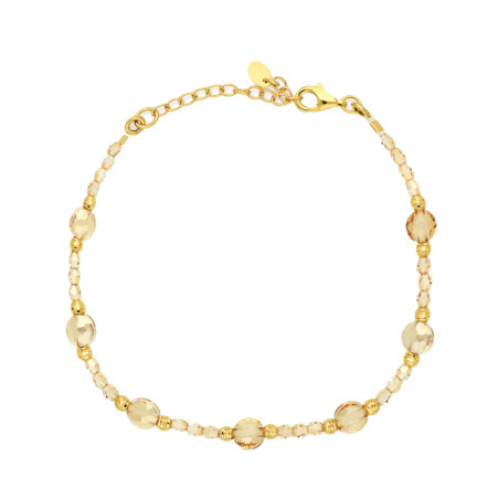 Bransoletka z topazami gold fasetowanymi i kryształkami Swarovski, zapięcie ze srebra 925