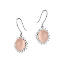 Kolczyki srebrne wiszące z kwarcem różowym