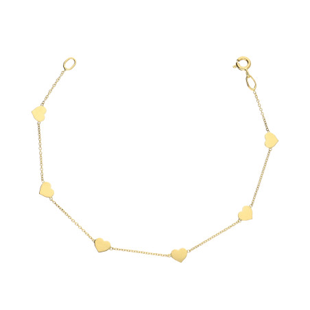 Bransoletka rolo z gładkimi sercami blaszka, złoto próba 585