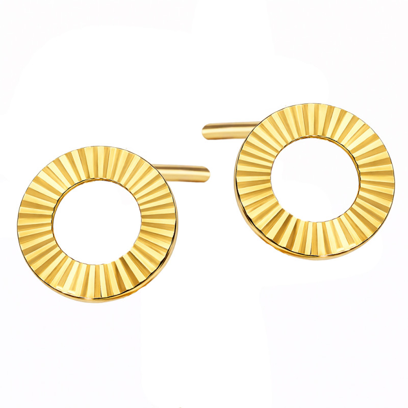 Kolczyki złote oponki grawerowane, próba 585