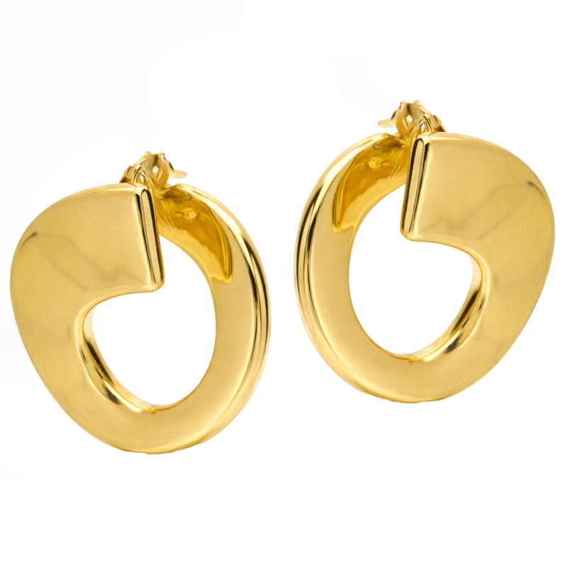 Kolczyki Viral wygięte dmuchane otwarte koła, złoto 585