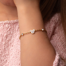 Bransoletka stalowa Disney dla dziewczynki z Myszką Mickey z białymi cyrkoniami B600590YRWL-B.CS