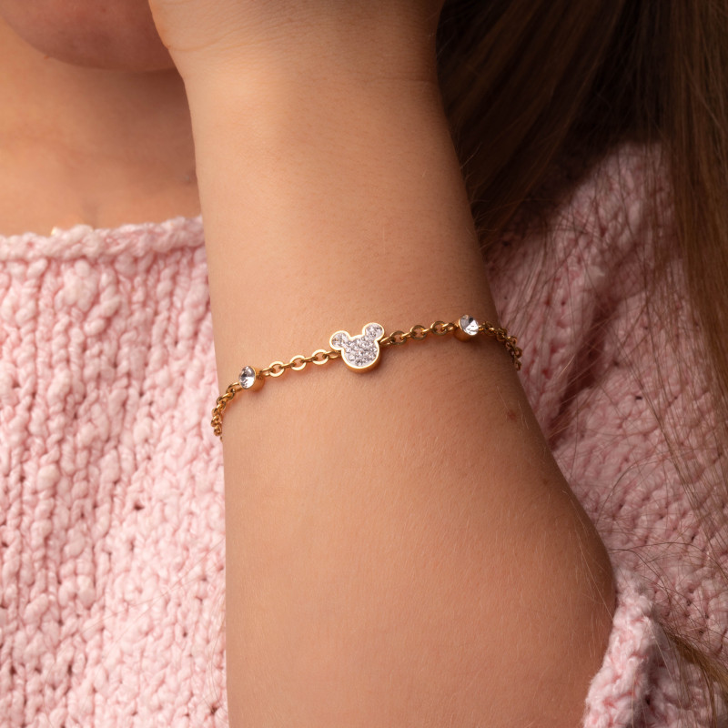 Bransoletka stalowa Disney dla dziewczynki z Myszką Mickey z białymi cyrkoniami B600590YRWL-B.CS