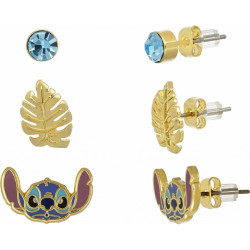 Komplet trzech par kolczyków dziecięcych Stitch, metalioplastyka w kolorze złotym SF00262RQL.CS
