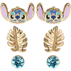 Komplet trzech par kolczyków dziecięcych Stitch, metalioplastyka w kolorze złotym SF00262RQL.CS