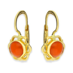 Kolczyki złote góralskie 14 karat z koralem