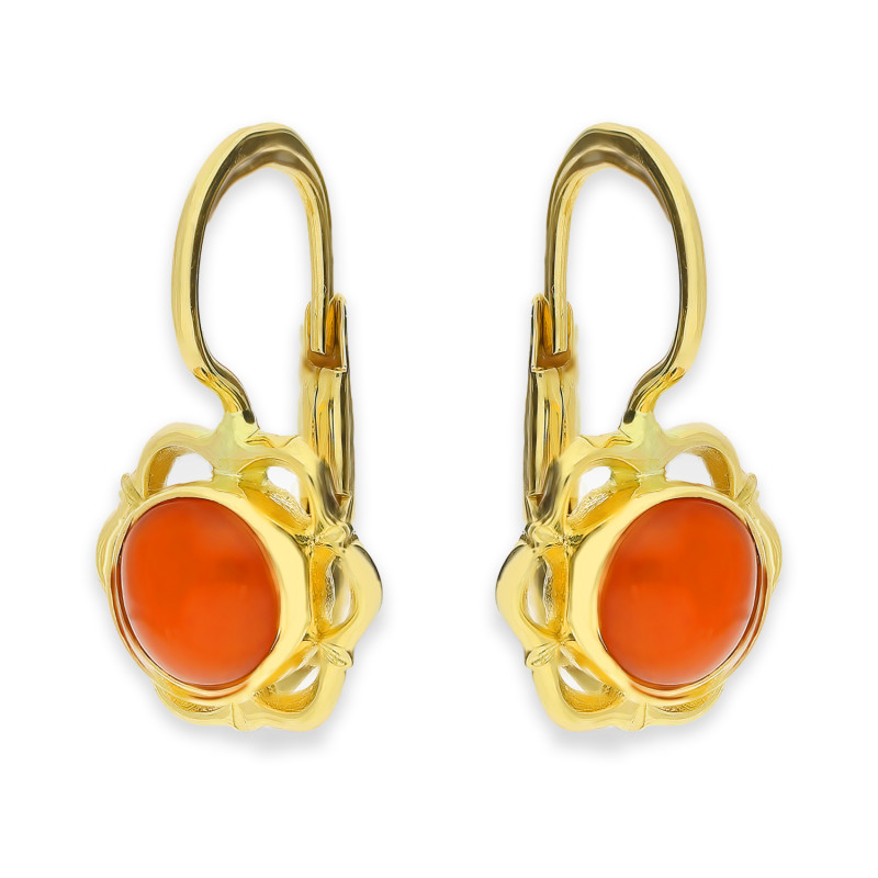 Kolczyki złote góralskie 14 karat z koralem