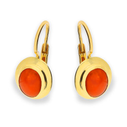 Kolczyki złote góralskie z koralem, próba 585