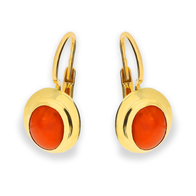 Kolczyki złote góralskie z koralem, próba 585