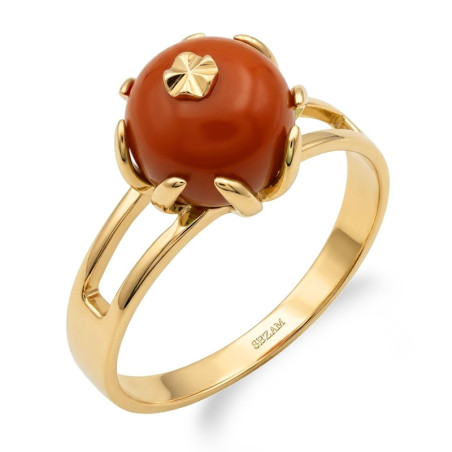 Pierścionek złoty 14 karat z koralem