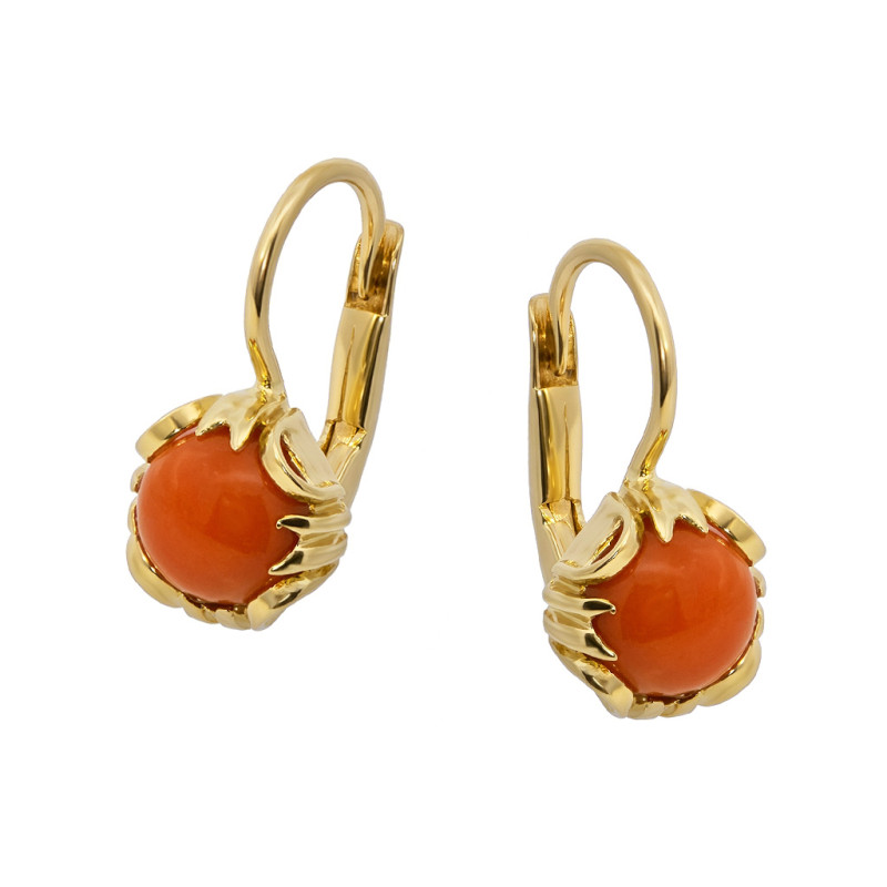 Złote Kolczyki Góralskie z Koralem pr. 585 - JubilerSezam.pl