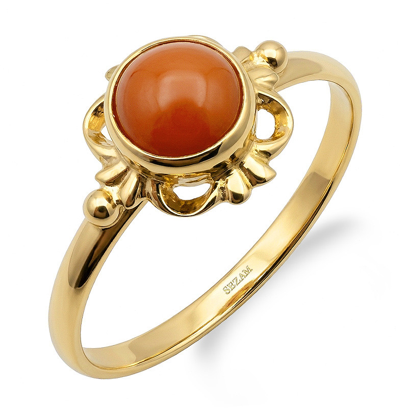 Pierścionek złoty góralski 585 z koralem