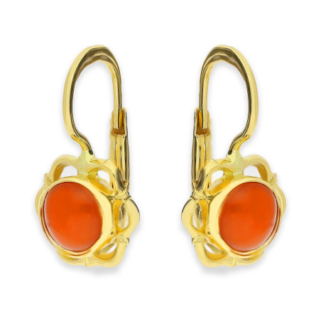 Kolczyki złote góralskie 14 karat z koralem