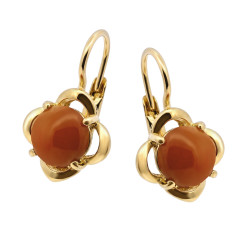 Kolczyki złote z koralem, próba 585