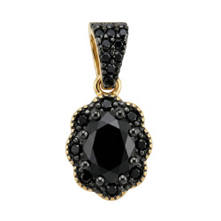 Wisiorek złoty 585 Markiza z czarnymi cyrkoniami