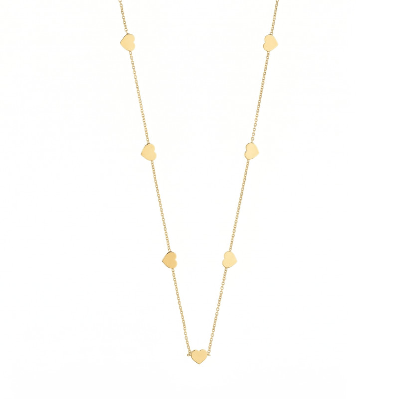 Naszyjnik złoty z sercami blaszka próba 585