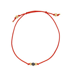 Bransoletka sznurkowa czerwona z kulkami diamentowanymi ze złota 375 i kulką faset
