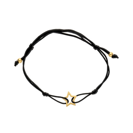 Bransoletka sznurkowa czarna z gwiazdką ze złota 375
