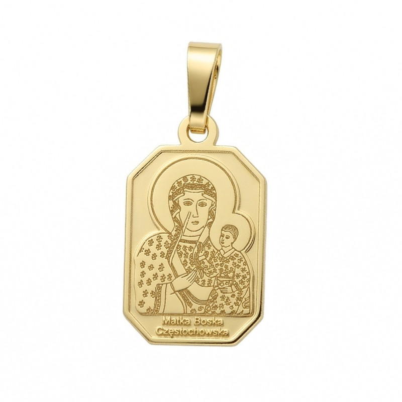 Medalik srebrny pozłacany Matka Boska Częstochowska - JubilerSezam.pl