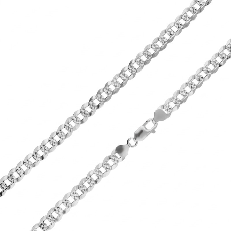 Łańcuszek pancer pave 7,5 mm, srebro rodowane 925