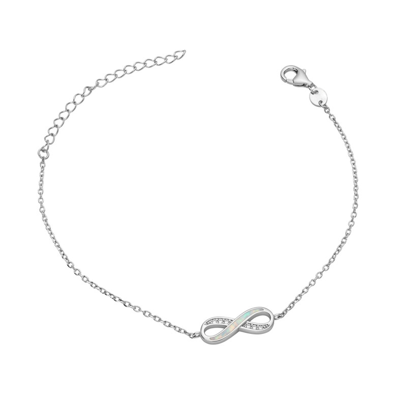 Srebrna Bransoletka Nieskończoność Opal i Cyrkonie - JubilerSezam.pl