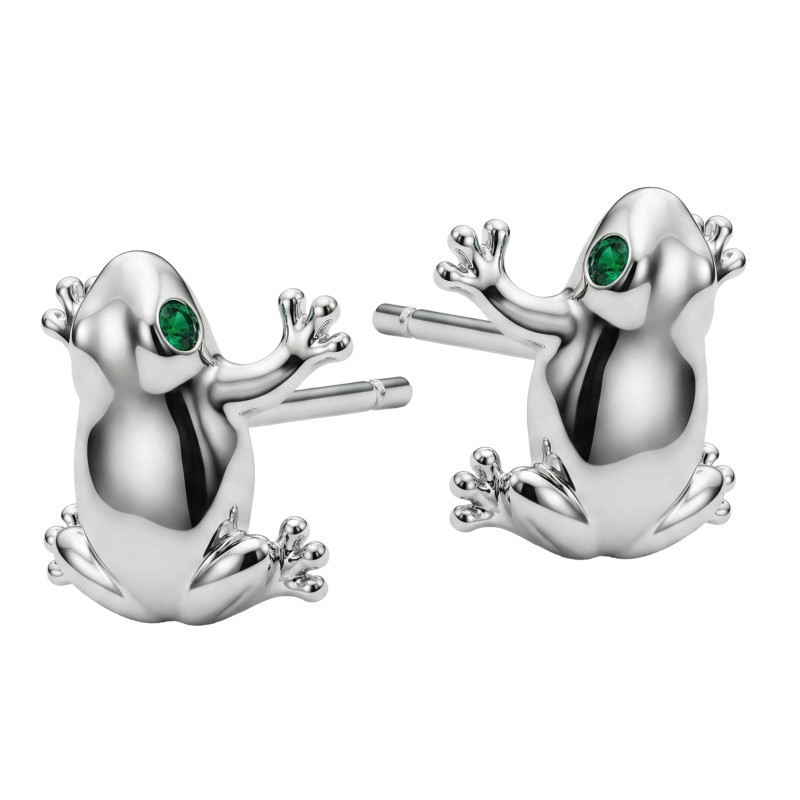 Srebrne Kolczyki Żabki Sztyfty - JubilerSezam.pl