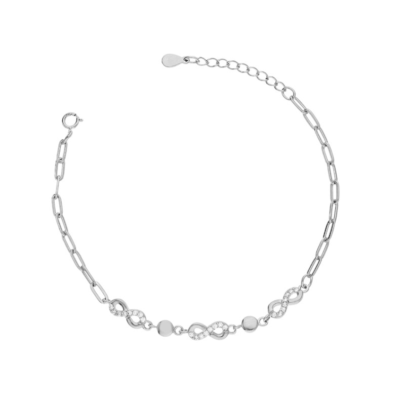 Bransoletka z infinity na łańcuszku anker, srebro próby 925