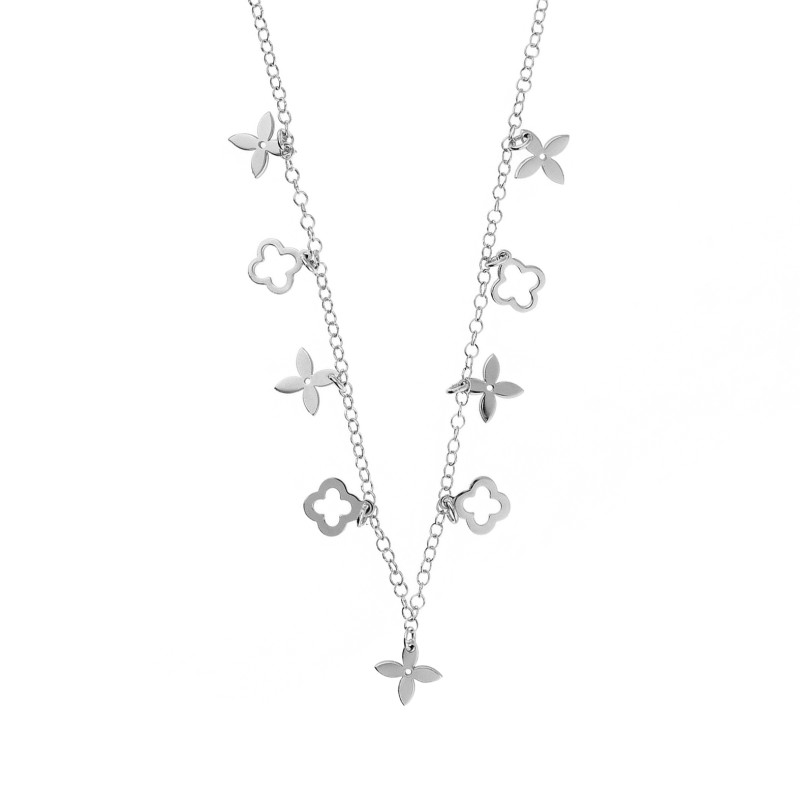 Srebrny naszyjnik z kwiatami - delikatna biżuteria - JubilerSezam.pl
