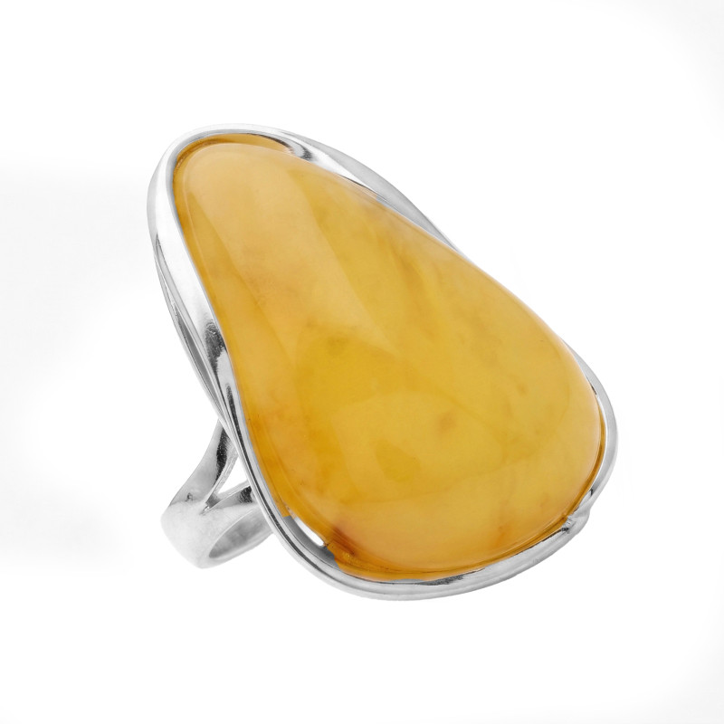 Pierścionek srebrny 925 z bursztynem mlecznym