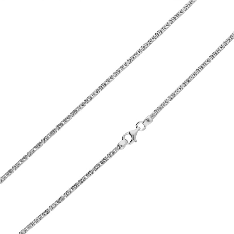 Łańcuszek o splocie królewskim, srebro rodowane próby 925