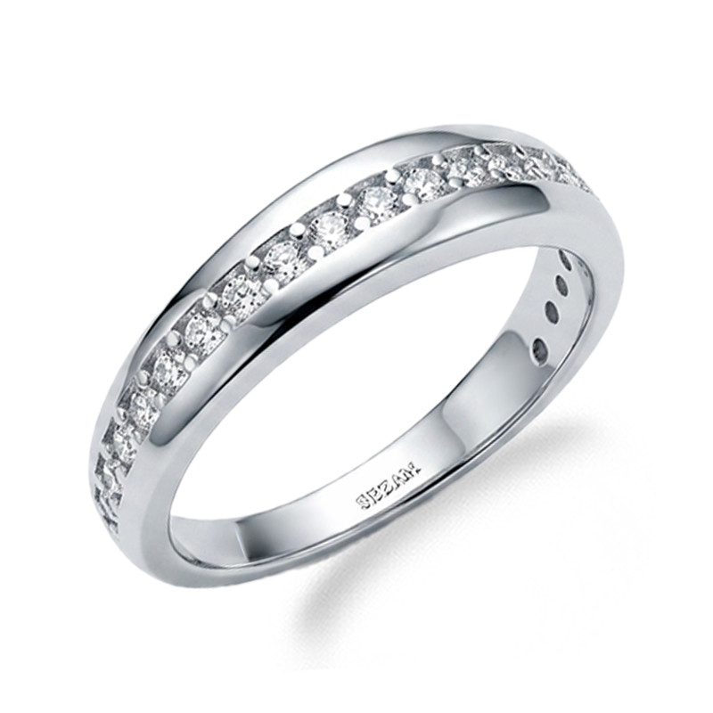 Pierścionek srebrny Line z paskiem cyrkonii, srebro 925