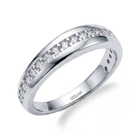 Pierścionek srebrny Line z paskiem cyrkonii, srebro 925