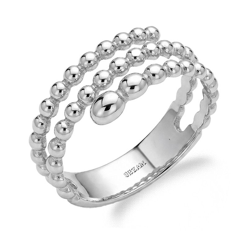 Pierścionek z gładkimi kulkami, srebro 925