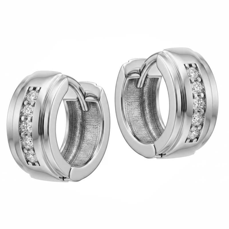 Kolczyki srebrne kóła blaszki z cyrkoniami, próba 925