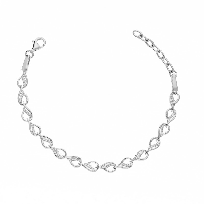 Bransoletka srebrna łezka z cyrkoniami, srebro 925