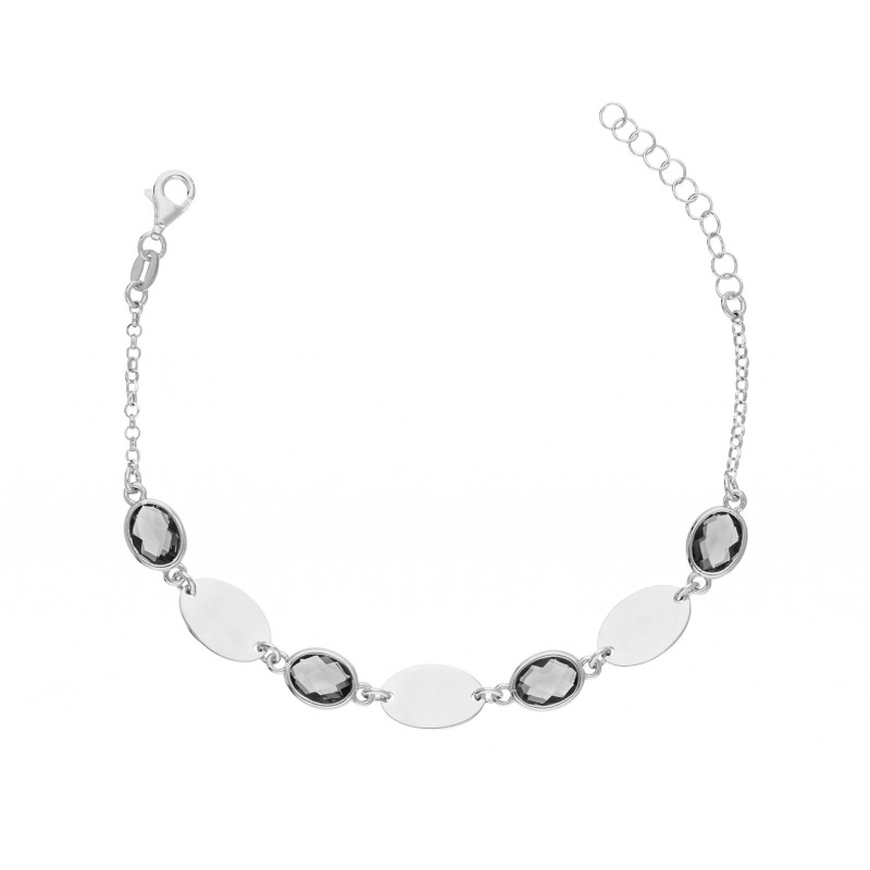 Bransoletka srebrna z fasetowanymi szarymi cyrkoniami, próba 925